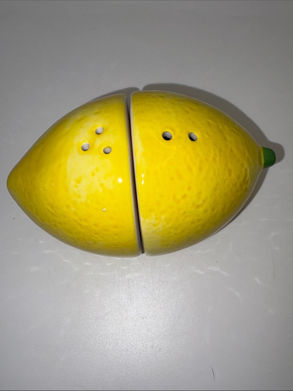 Cost Plus World Market Yellow and White Ceramic Lemon Salt & Pepper Set